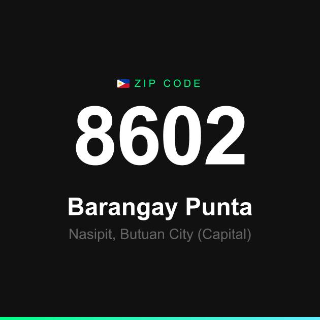 Shareable ZIP code 8602 card for Barangay Punta