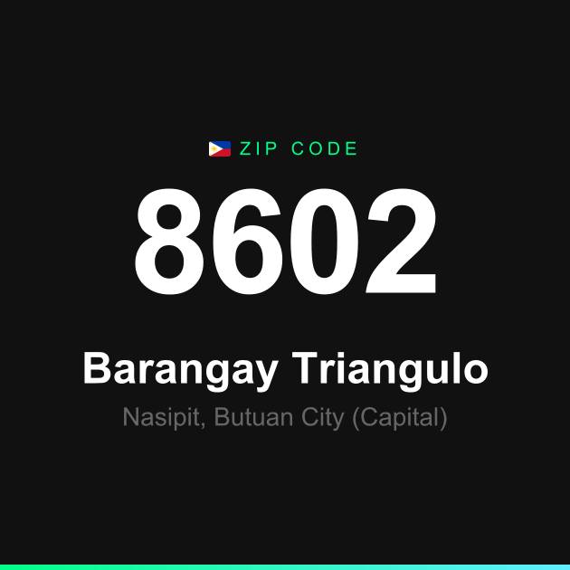 Shareable ZIP code 8602 card for Barangay Triangulo