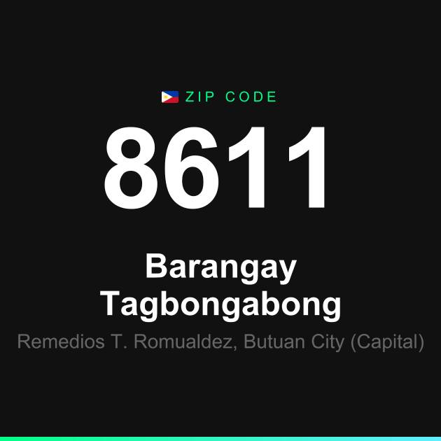 Shareable ZIP code 8611 card for Barangay Tagbongabong