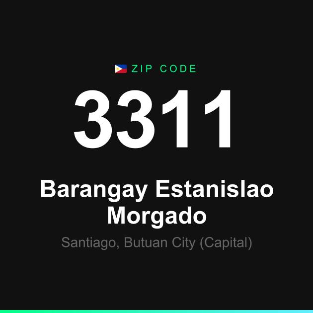Shareable ZIP code 3311 card for Barangay Estanislao Morgado