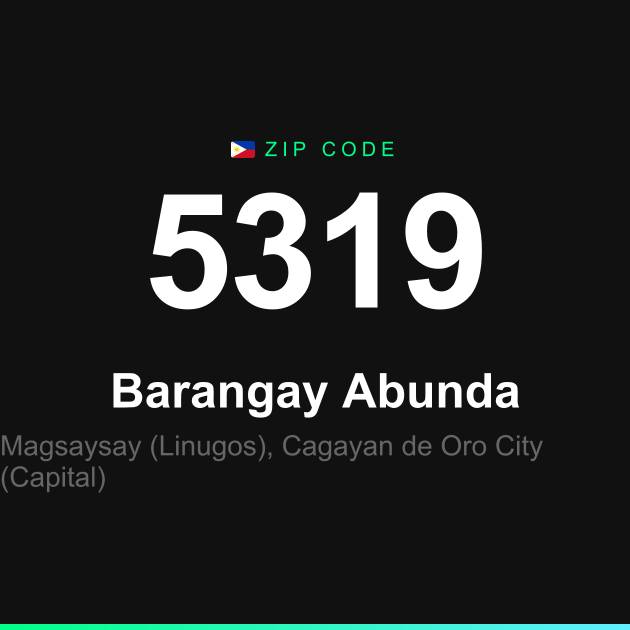 Shareable ZIP code 5319 card for Barangay Abunda