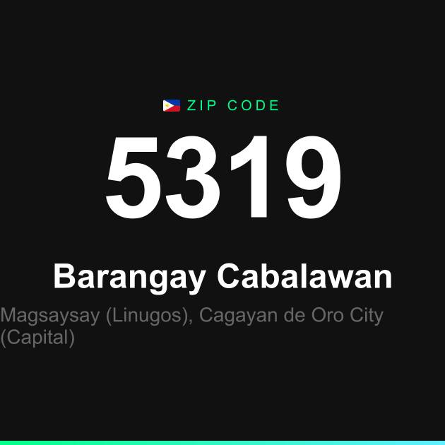 Shareable ZIP code 5319 card for Barangay Cabalawan