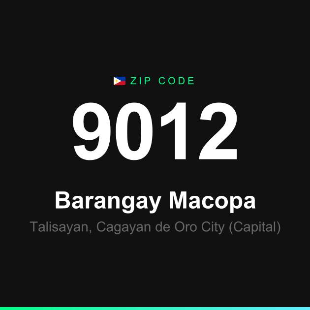 Shareable ZIP code 9012 card for Barangay Macopa