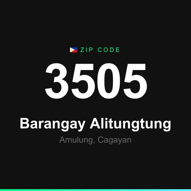 Shareable ZIP code 3505 card for Barangay Alitungtung