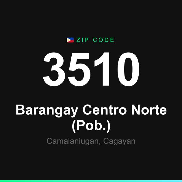 Shareable ZIP code 3510 card for Barangay Centro Norte (Pob.)