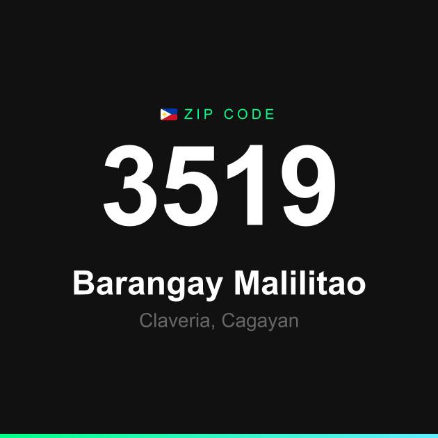 Shareable ZIP code 3519 card for Barangay Malilitao