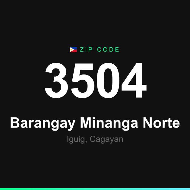 Shareable ZIP code 3504 card for Barangay Minanga Norte