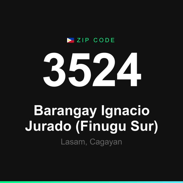 Shareable ZIP code 3524 card for Barangay Ignacio Jurado (Finugu Sur)