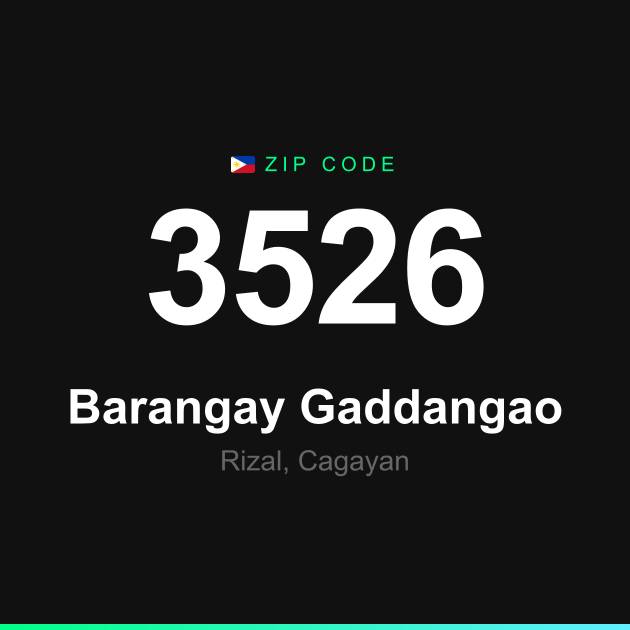 Shareable ZIP code 3526 card for Barangay Gaddangao