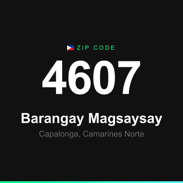Shareable ZIP code 4607 card for Barangay Magsaysay