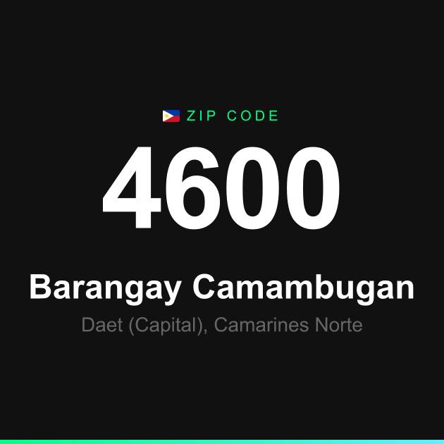 Shareable ZIP code 4600 card for Barangay Camambugan