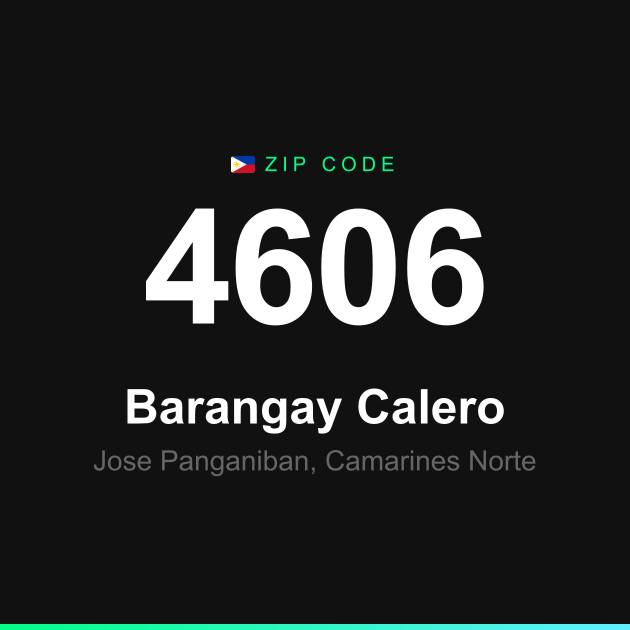 Shareable ZIP code 4606 card for Barangay Calero