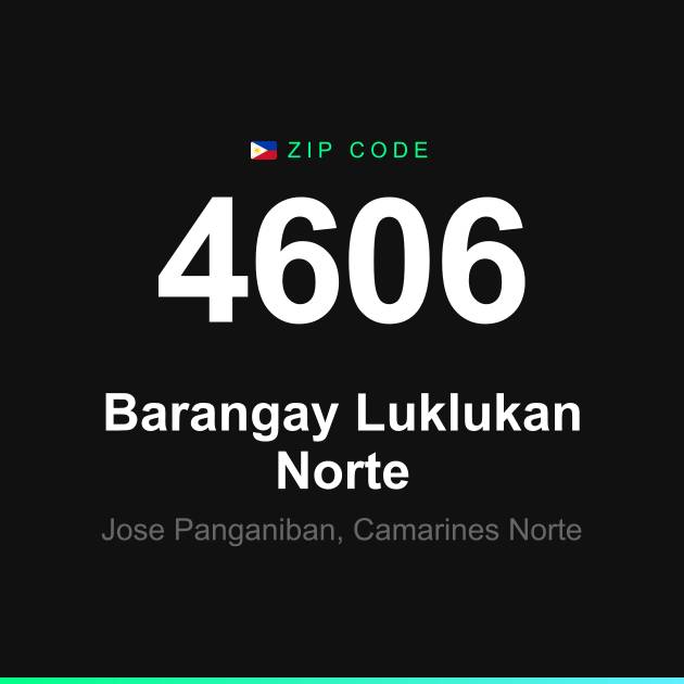 Shareable ZIP code 4606 card for Barangay Luklukan Norte