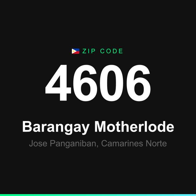 Shareable ZIP code 4606 card for Barangay Motherlode