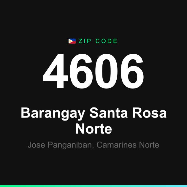 Shareable ZIP code 4606 card for Barangay Santa Rosa Norte