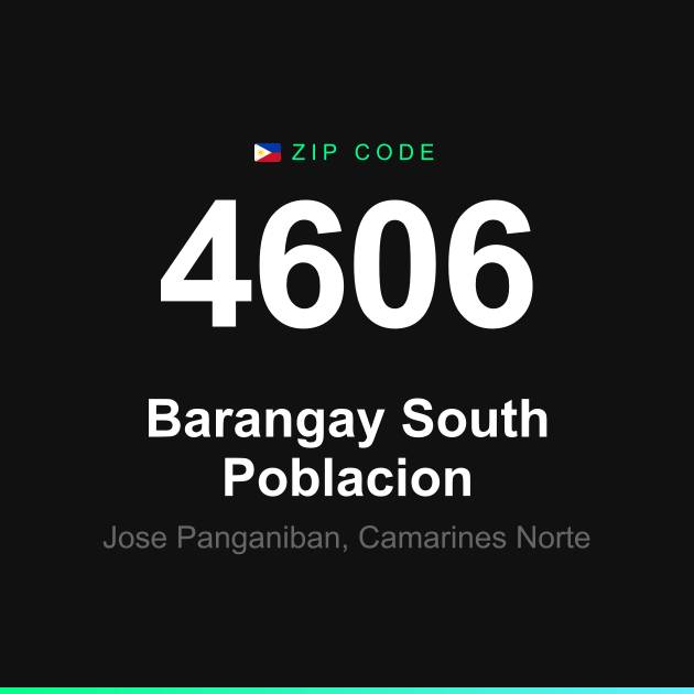 Shareable ZIP code 4606 card for Barangay South Poblacion
