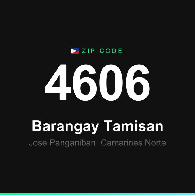 Shareable ZIP code 4606 card for Barangay Tamisan