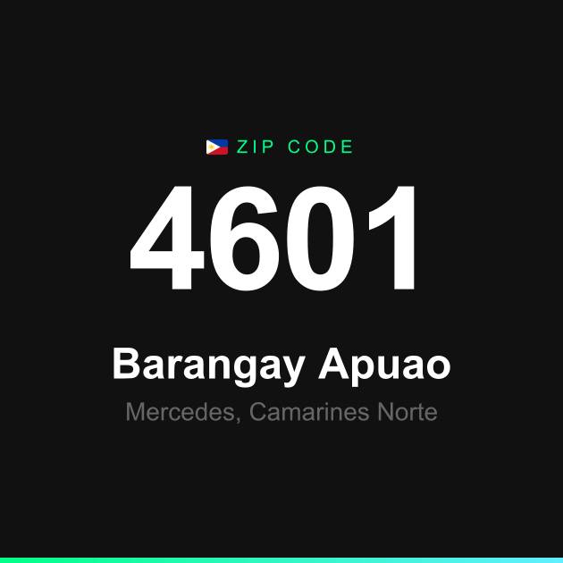 Shareable ZIP code 4601 card for Barangay Apuao