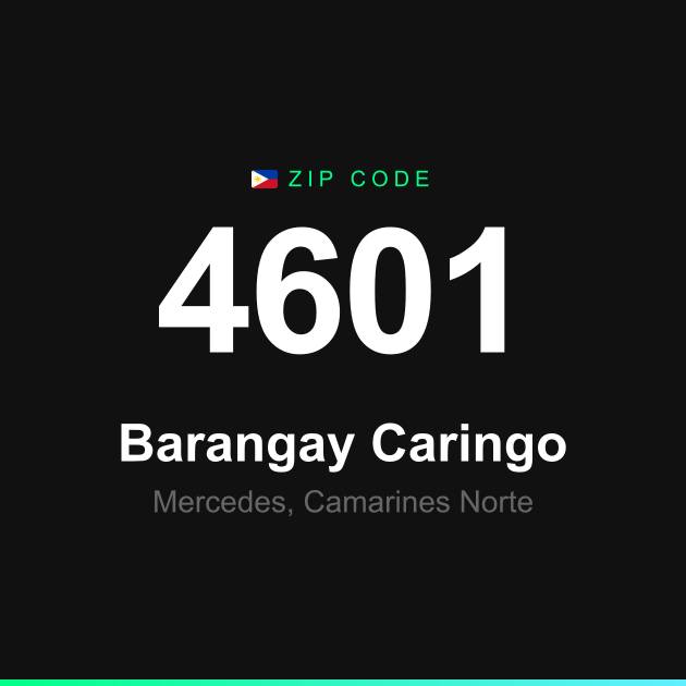 Shareable ZIP code 4601 card for Barangay Caringo