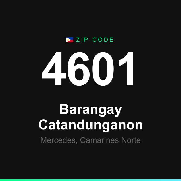 Shareable ZIP code 4601 card for Barangay Catandunganon