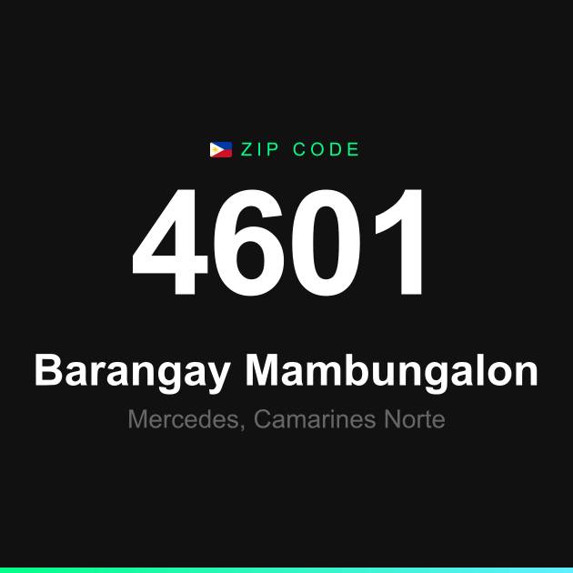 Shareable ZIP code 4601 card for Barangay Mambungalon