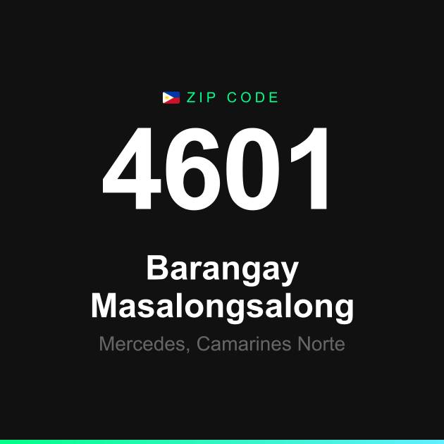 Shareable ZIP code 4601 card for Barangay Masalongsalong