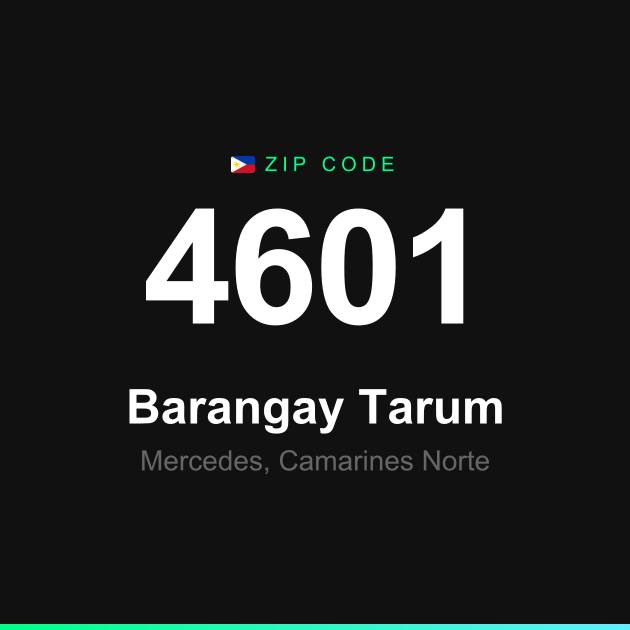 Shareable ZIP code 4601 card for Barangay Tarum