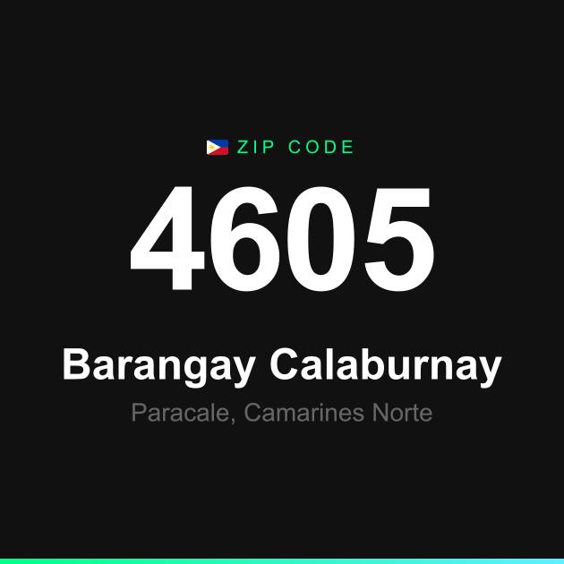 Shareable ZIP code 4605 card for Barangay Calaburnay