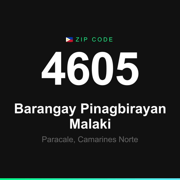 Shareable ZIP code 4605 card for Barangay Pinagbirayan Malaki