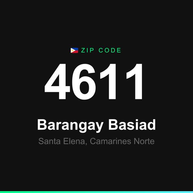 Shareable ZIP code 4611 card for Barangay Basiad