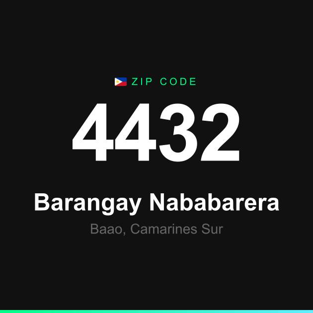 Shareable ZIP code 4432 card for Barangay Nababarera
