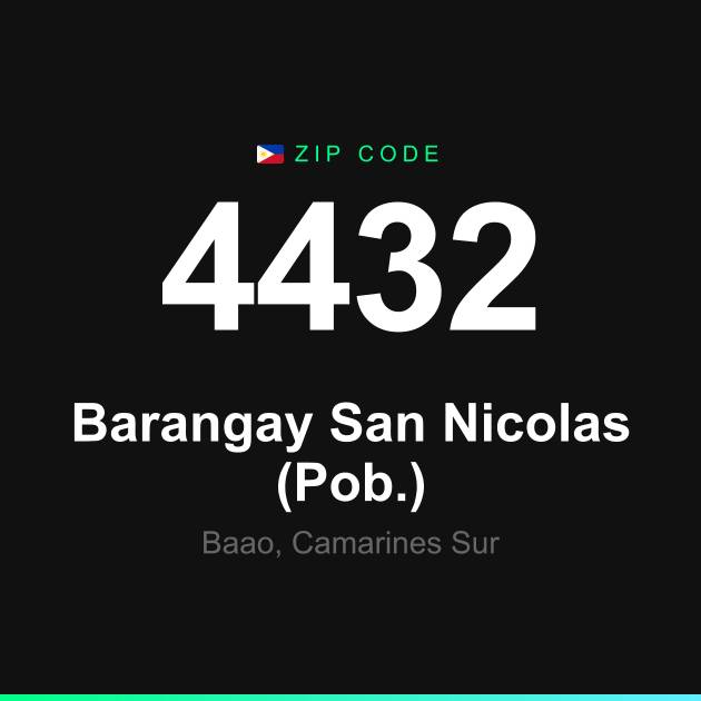 Shareable ZIP code 4432 card for Barangay San Nicolas (Pob.)