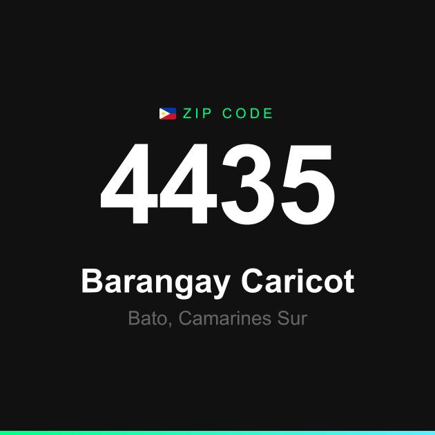 Shareable ZIP code 4435 card for Barangay Caricot
