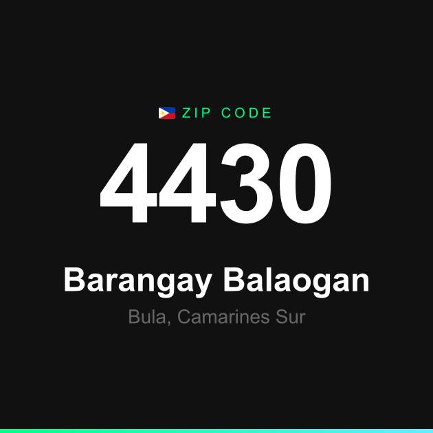 Shareable ZIP code 4430 card for Barangay Balaogan