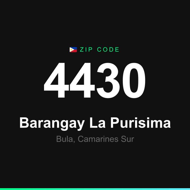 Shareable ZIP code 4430 card for Barangay La Purisima