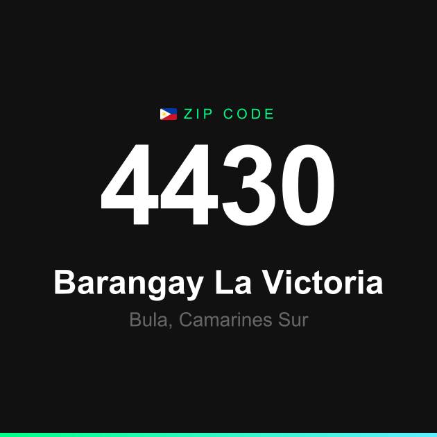 Shareable ZIP code 4430 card for Barangay La Victoria