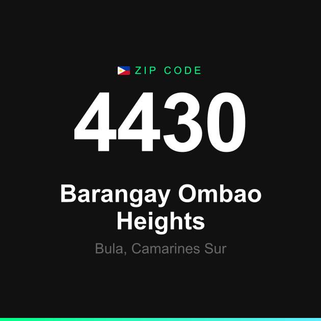 Shareable ZIP code 4430 card for Barangay Ombao Heights