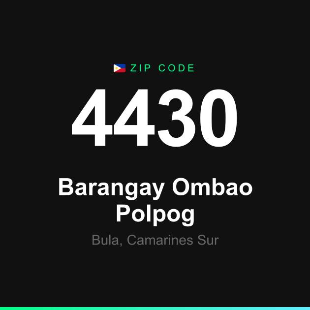 Shareable ZIP code 4430 card for Barangay Ombao Polpog