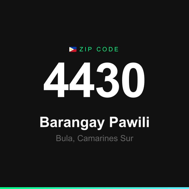 Shareable ZIP code 4430 card for Barangay Pawili