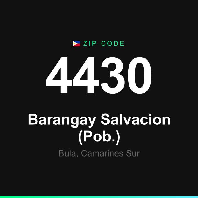 Shareable ZIP code 4430 card for Barangay Salvacion (Pob.)