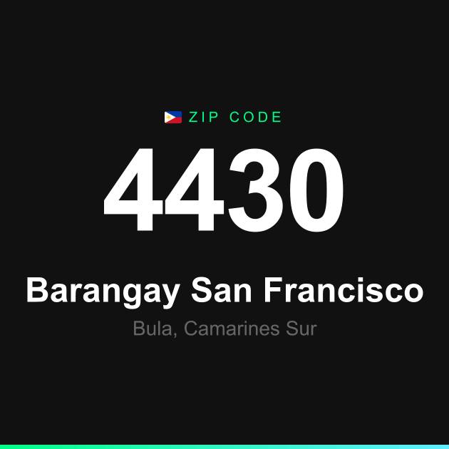 Shareable ZIP code 4430 card for Barangay San Francisco