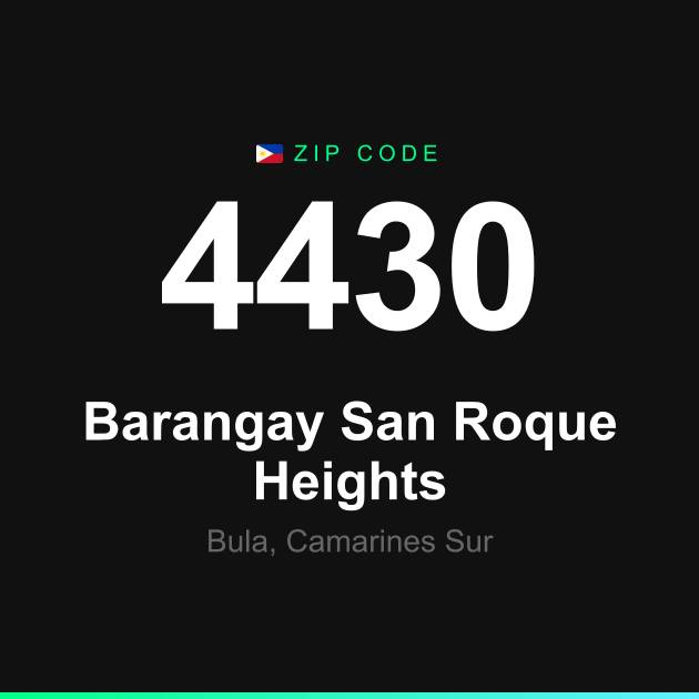 Shareable ZIP code 4430 card for Barangay San Roque Heights