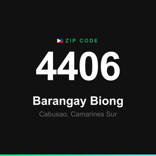 Shareable ZIP code 4406 card for Barangay Biong