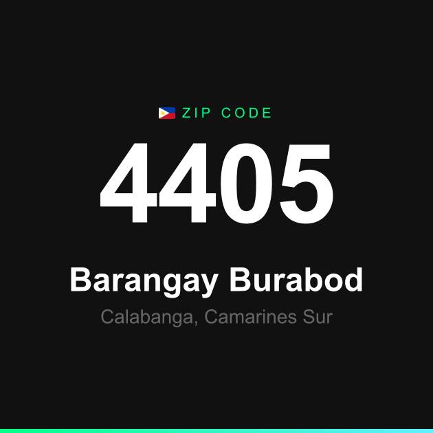 Shareable ZIP code 4405 card for Barangay Burabod