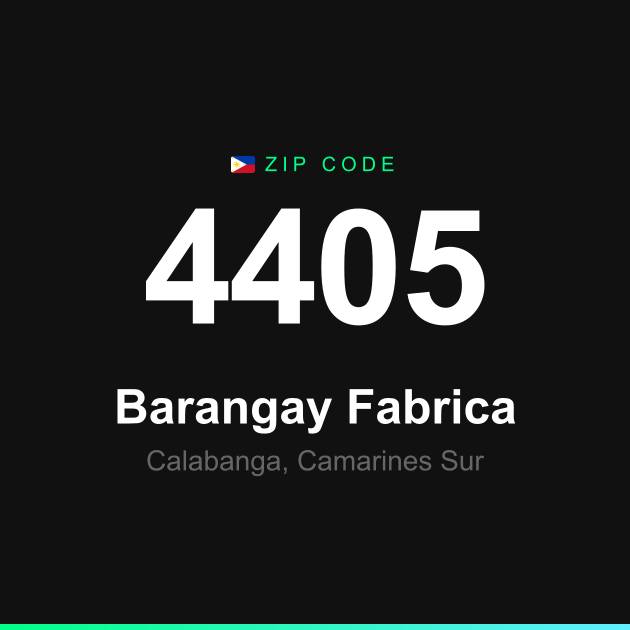 Shareable ZIP code 4405 card for Barangay Fabrica