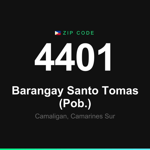 Shareable ZIP code 4401 card for Barangay Santo Tomas (Pob.)