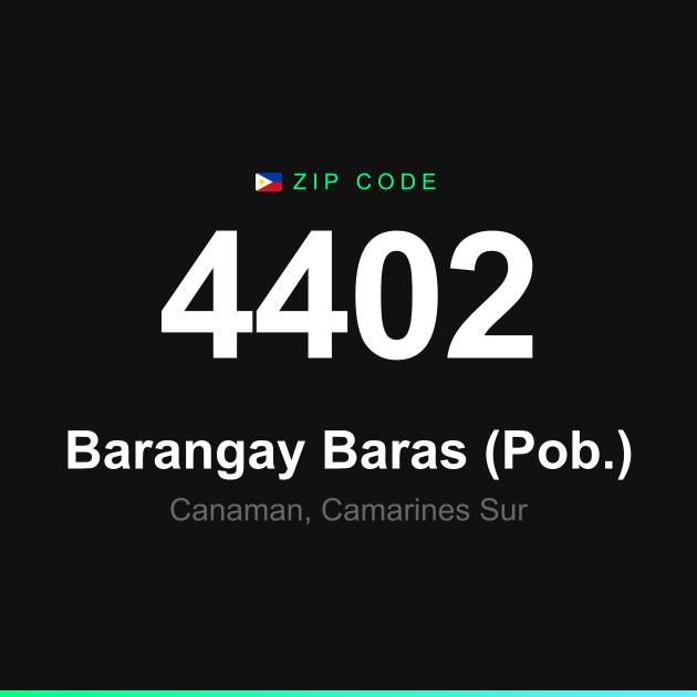 Shareable ZIP code 4402 card for Barangay Baras (Pob.)