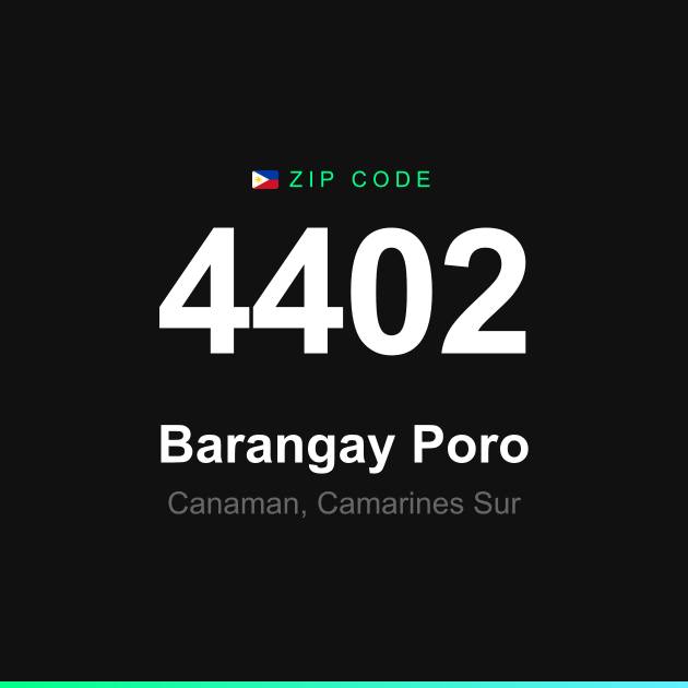 Shareable ZIP code 4402 card for Barangay Poro