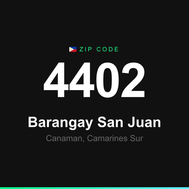 Shareable ZIP code 4402 card for Barangay San Juan