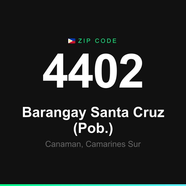 Shareable ZIP code 4402 card for Barangay Santa Cruz (Pob.)